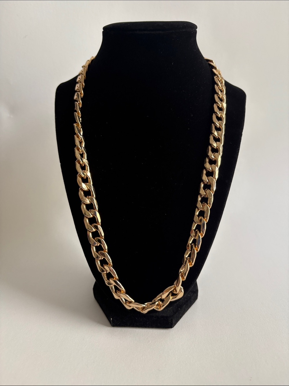 Gold Cuban Link Necklace Polished Chain Statement Women Jewelry